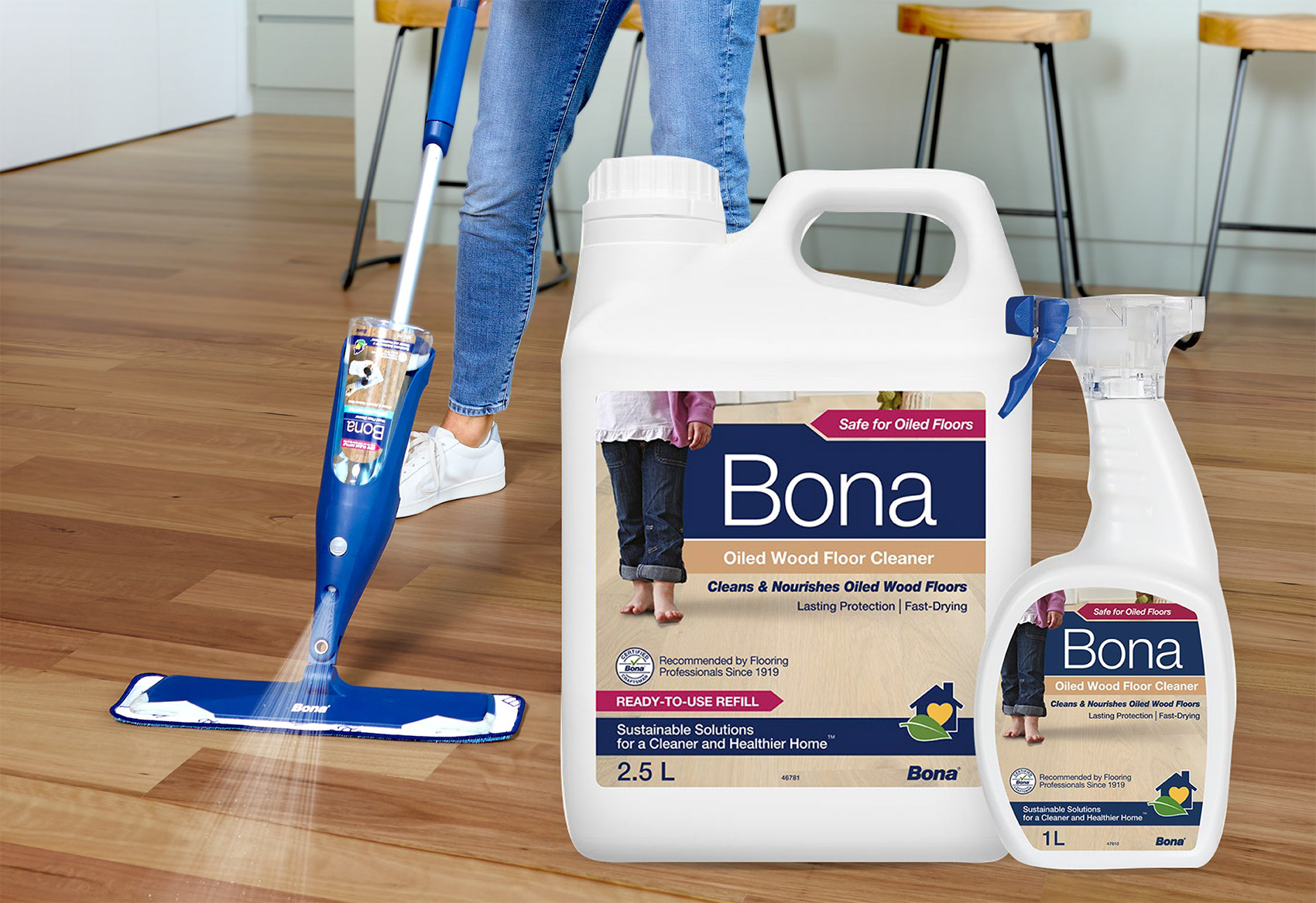 Bona Oiled Floors Cleaner & Refresher maintains and protects