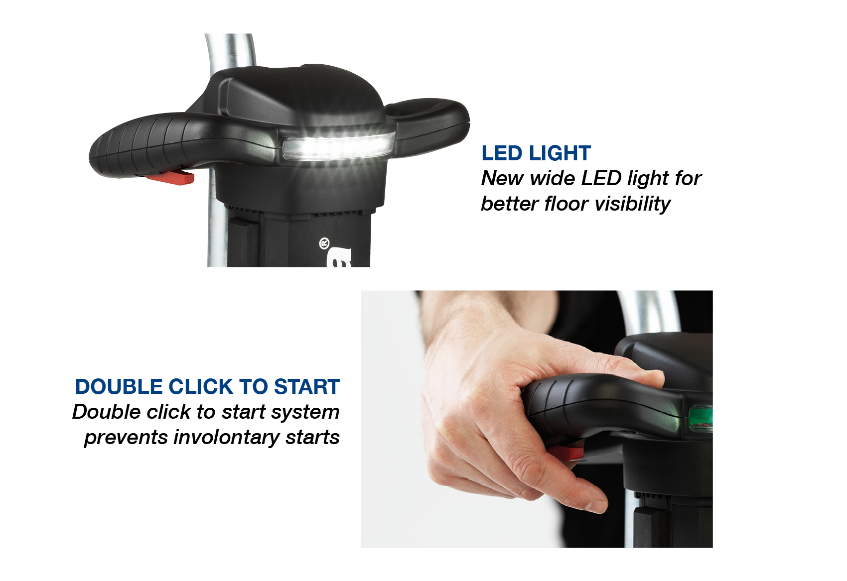 Bona CombiEdge is fitted with super bright LED lights for better visibility and double click to start system prevents involontary starts