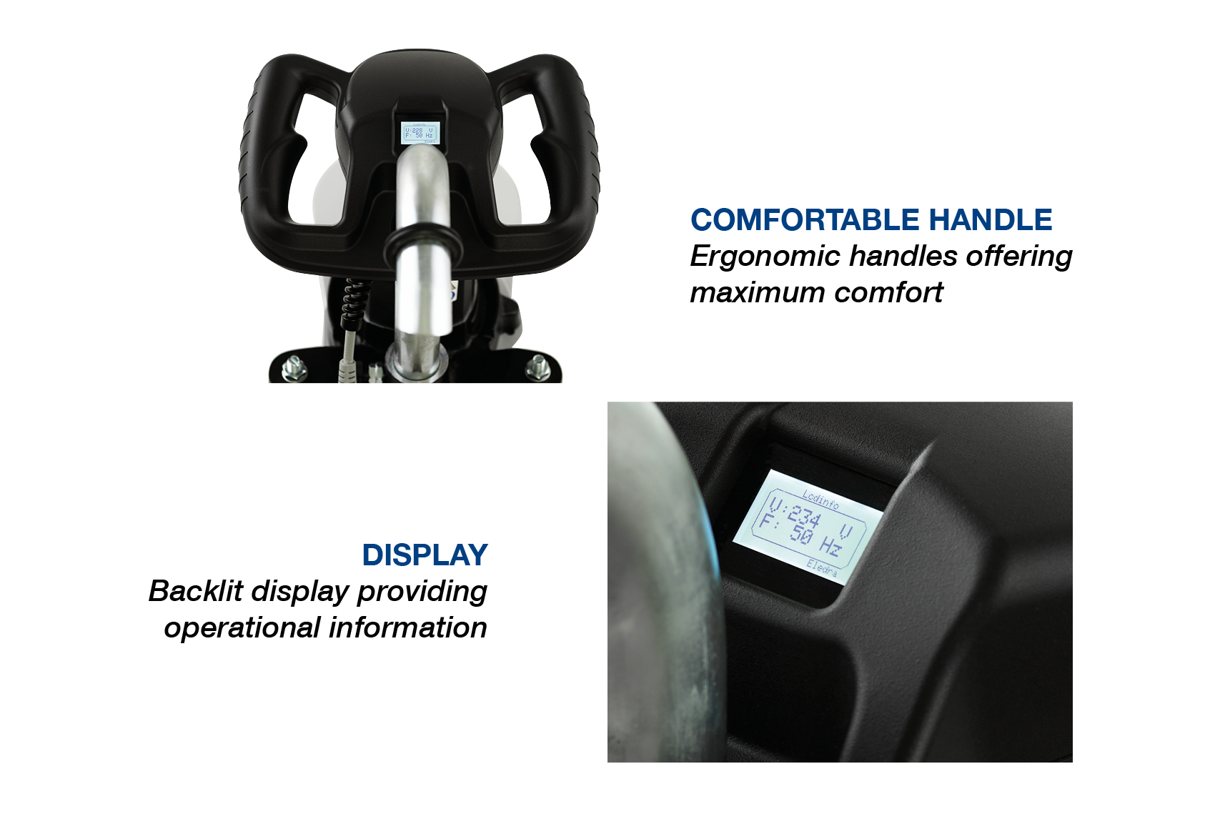 Bona CombiEdge offers comfortable handle and backlit display providing operational information
